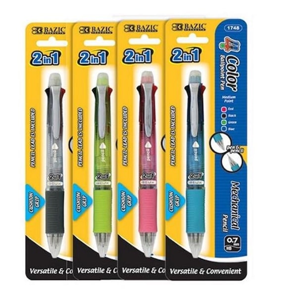 Bazic Products Bazic 1748 2-In-1 Mechanical Pencil & 4-Color Pen w/ Grip Pack of 24 1748 - main